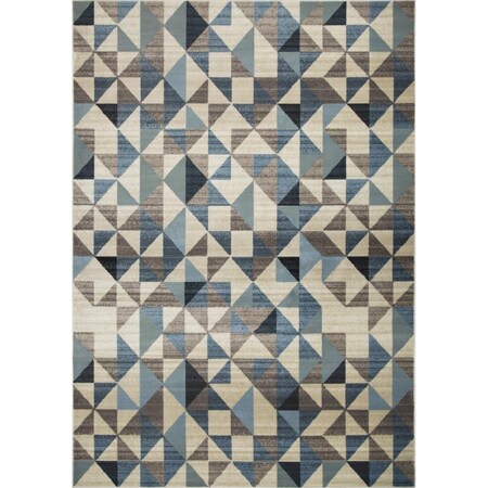 Palacedesigns 3 x 5 ft. Blue & Beige Nested Diamonds Modern Area Rug - Blue - 3 x 5 ft. PA3669136